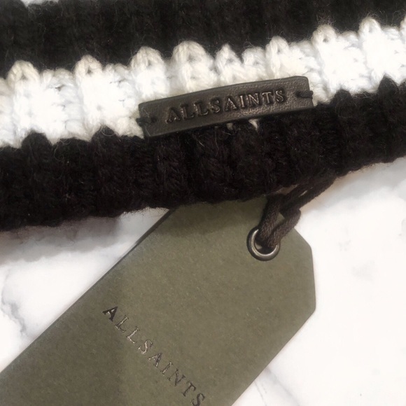 NWT AllSaints Ribbed Striped Fisherman Beanie - Picture 3 of 7